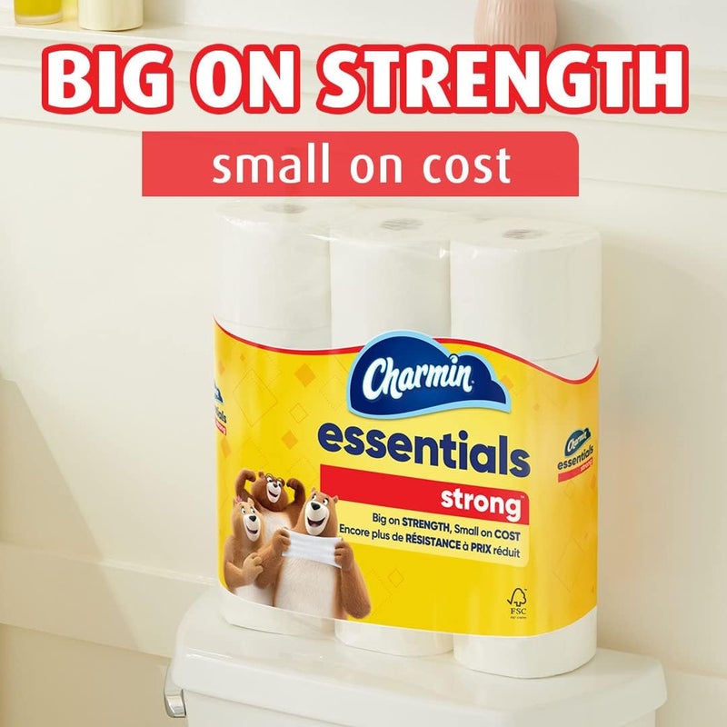 Charmin Essentials Strong Toilet Paper, 9 Mega Rolls = 36 Regular Rolls - Image 2